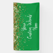 Aangepaste Kelly Green Gold Verjaardagsfeestje Pho Spandoek (Verticaal)