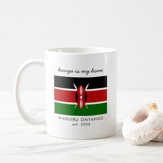 Aangepaste Kenia-vlag Koffiemok (Met donut)