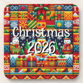 Aangepaste Kente Stof Kerst Onderzetter | Afrikaan (Voorkant)