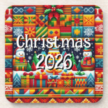 Aangepaste Kente Stof Kerst Onderzetter | Afrikaan