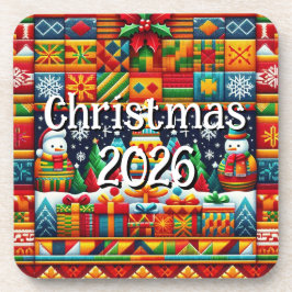 Aangepaste Kente Stof Kerst Onderzetter | Afrikaan