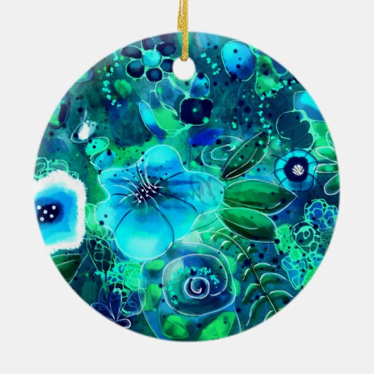 Aangepaste keramische Ornament - Abstract bloemig (Achterkant)