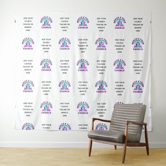 Aangepaste KERK PROMOTIEARTIKELEN Logo Achtergrond Wandkleed (In Situ (horizontaal))