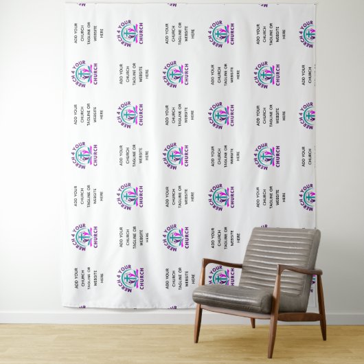 Aangepaste KERKMERCHANDISE Logo Achtergrond Toevoe Wandkleed (In situ)