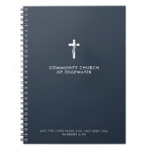 Aangepaste Kerkpreek Modern Cross Navy Geloof Notitieboek (Voorkant)
