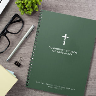 Aangepaste Kerkpreek Modern Kruis Groen Geloof Notitieboek