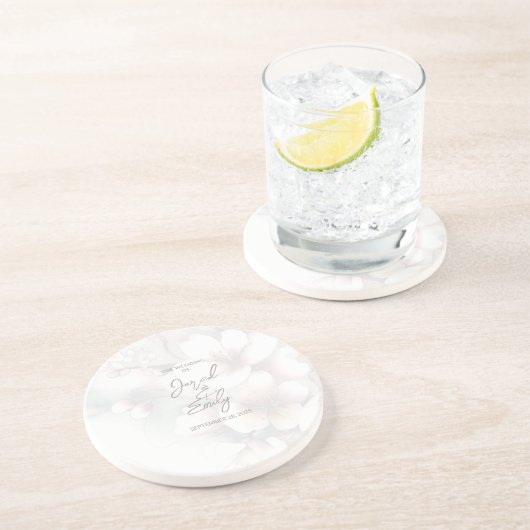 Aangepaste kersenbloesem bruiloft zandsteen onderzetter (Zijkant)