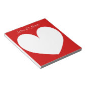 Aangepaste kersrode tekenblokken met rode hartvorm notitieblok (Schuin)