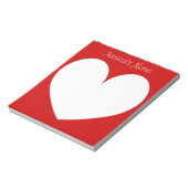 Aangepaste kersrode tekenblokken met rode hartvorm notitieblok (Linkerzijde)