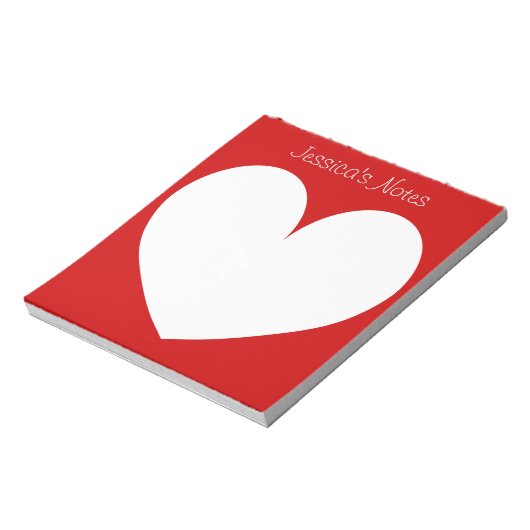 Aangepaste kersrode tekenblokken met rode hartvorm notitieblok (Linkerzijde)