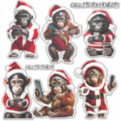 Aangepaste Kerst Aap Primate Ape Grappig Bel me Sticker (Voorkant)