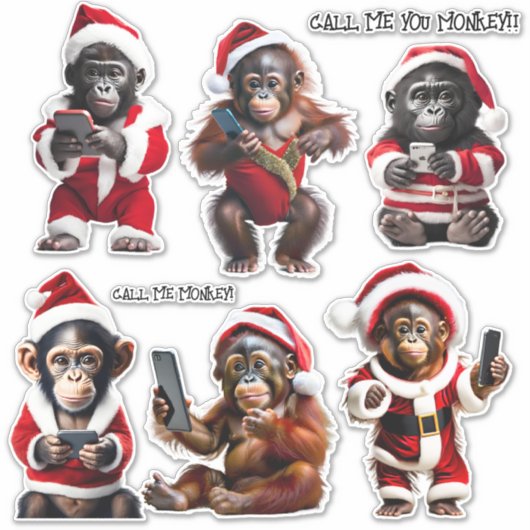 Aangepaste Kerst Aap Primate Ape Grappig Bel me Sticker (Voorkant)
