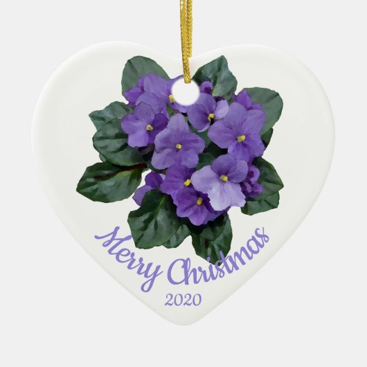 Aangepaste kerst Afrikaanse Violet bloem Keramisch Ornament (Voorkant)