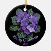 Aangepaste kerst Afrikaanse Violet bloem Keramisch Ornament (Voorkant)