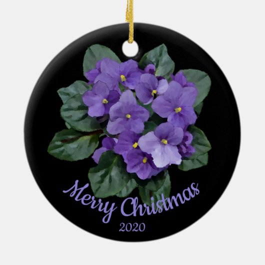 Aangepaste kerst Afrikaanse Violet bloem Keramisch Ornament (Achterkant)