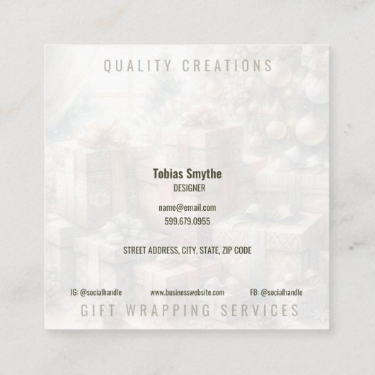 Aangepaste Kerst Artistieke Gift Design met QR-cod Vierkante Visitekaartje (Achterkant)