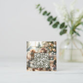 Aangepaste Kerst Artistieke Gift Design met QR-cod Vierkante Visitekaartje (Staand voorkant)