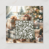 Aangepaste Kerst Artistieke Gift Design met QR-cod Vierkante Visitekaartje (Voorkant)