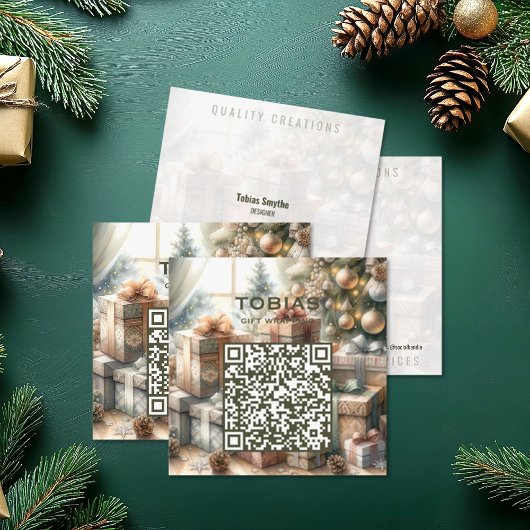 Aangepaste Kerst Artistieke Gift Design met QR-cod Vierkante Visitekaartje