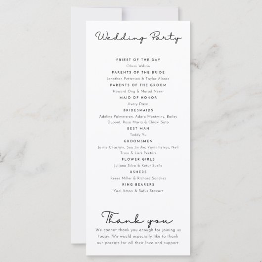 Aangepaste Kerst bloem thema bruiloft programma (Achterkant)