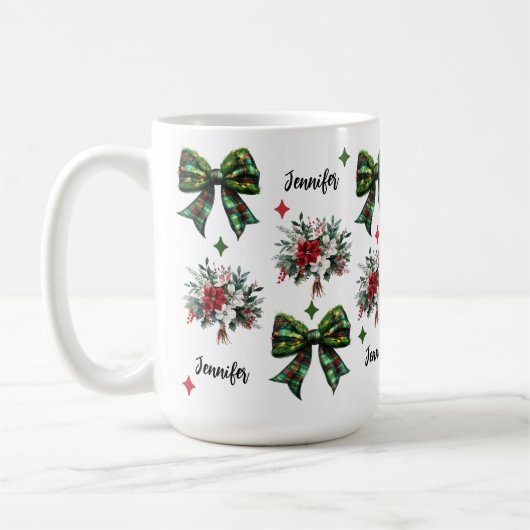 Aangepaste Kerst Bloemen Coquette Mok voor Vrouwen (Links)