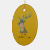 Aangepaste kerst Bokeh rendieren hoofd brons goud Keramisch Ornament (Links)