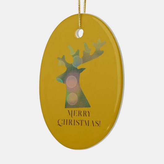 Aangepaste kerst Bokeh rendieren hoofd brons goud Keramisch Ornament (Links)