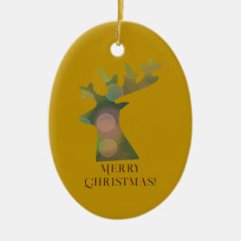 Aangepaste kerst Bokeh rendieren hoofd brons goud Keramisch Ornament