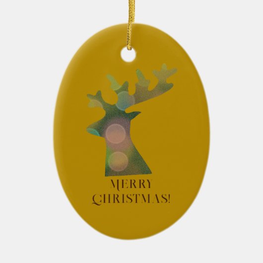 Aangepaste kerst Bokeh rendieren hoofd brons goud Keramisch Ornament (Voorkant)