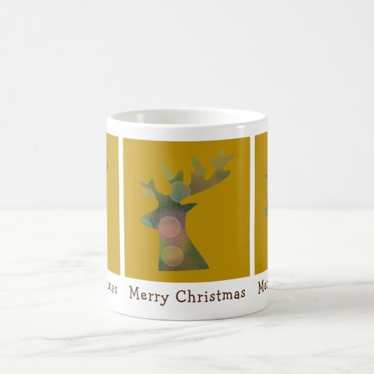 Aangepaste kerst Bokeh rendieren hoofd brons goud Koffiemok (Center)