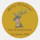 Aangepaste kerst Bokeh rendieren hoofd brons goud Ronde Sticker (Voorkant)