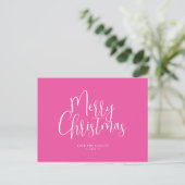 Aangepaste Kerst Briefkaart Modern Fuchsia Roze (Staand voorkant)