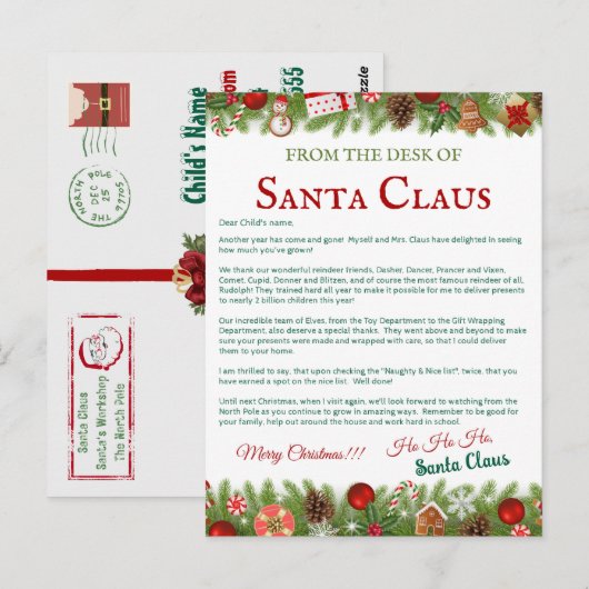 Aangepaste kerst Briefkaart van Santa | personalis (Voorkant / Achterkant)