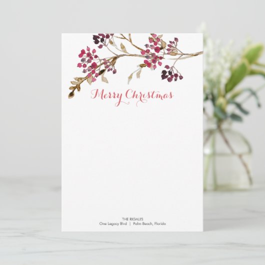 Aangepaste kerst briefkaarten botanische bessen (Staand voorkant)