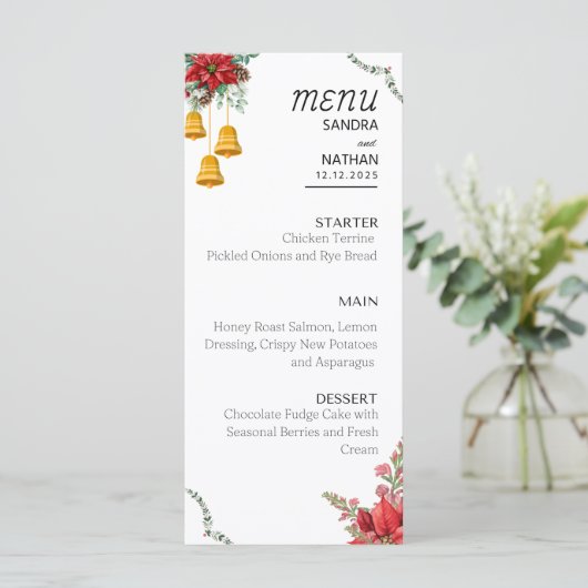 Aangepaste kerst bruiloft menu (Staand voorkant)