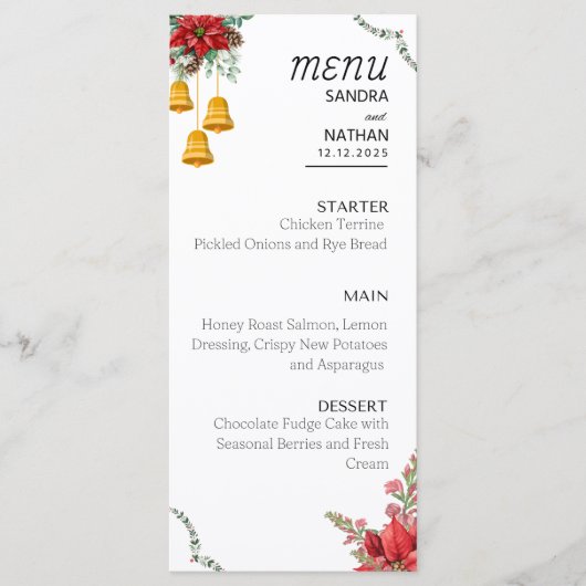 Aangepaste kerst bruiloft menu (Voorkant)