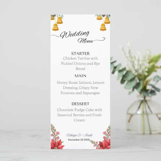 Aangepaste kerst bruiloft menu (Staand voorkant)