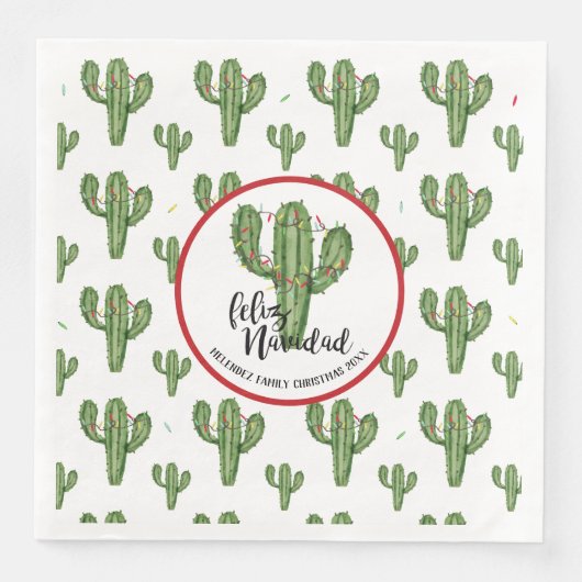 Aangepaste kerst Cactus servetten (Voorkant)