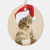 Aangepaste kerst Carol Tabby Cat foto Keramisch Ornament (Links)