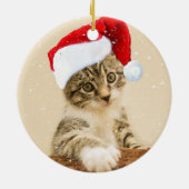 Aangepaste kerst Carol Tabby Cat foto Keramisch Ornament (Achterkant)