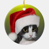 Aangepaste kerst Carol Tuxedo kat foto Keramisch Ornament (Achterkant)