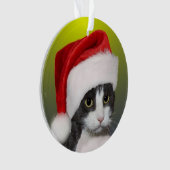 Aangepaste kerst Carol Tuxedo kat foto Ornament (voorkant)