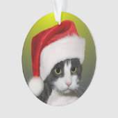 Aangepaste kerst Carol Tuxedo kat foto Ornament (voorkant)