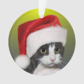 Aangepaste kerst Carol Tuxedo kat foto Ornament (voorkant)