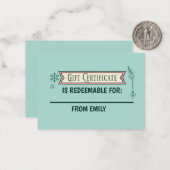 Aangepaste kerst coupon Kaart inwisselbaar geschen Notitiekaartje (Voorkant / Achterkant in situ)