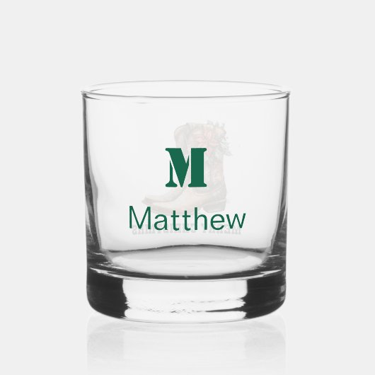 Aangepaste Kerst Cowboy Laarzen Whisky Glas (Achterkant)