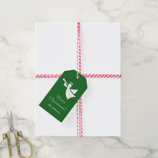Aangepaste kerst engel silhouet cadeau labels cadeaulabel (Met Touw)