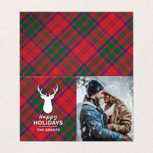 Aangepaste Kerst Feestdagen Foto Plaid Kaart (Buitenkant ongevouwen)