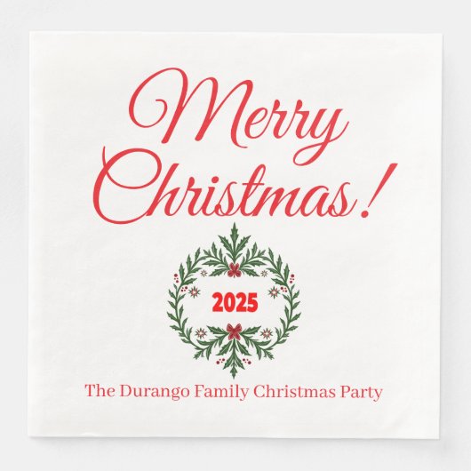 Aangepaste Kerst Festieve Bloemstuk Krans Dinner Servet (Voorkant)