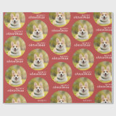 Aangepaste Kerst Foto Rood Wrapping Paper Cadeaupapier (Vlak)